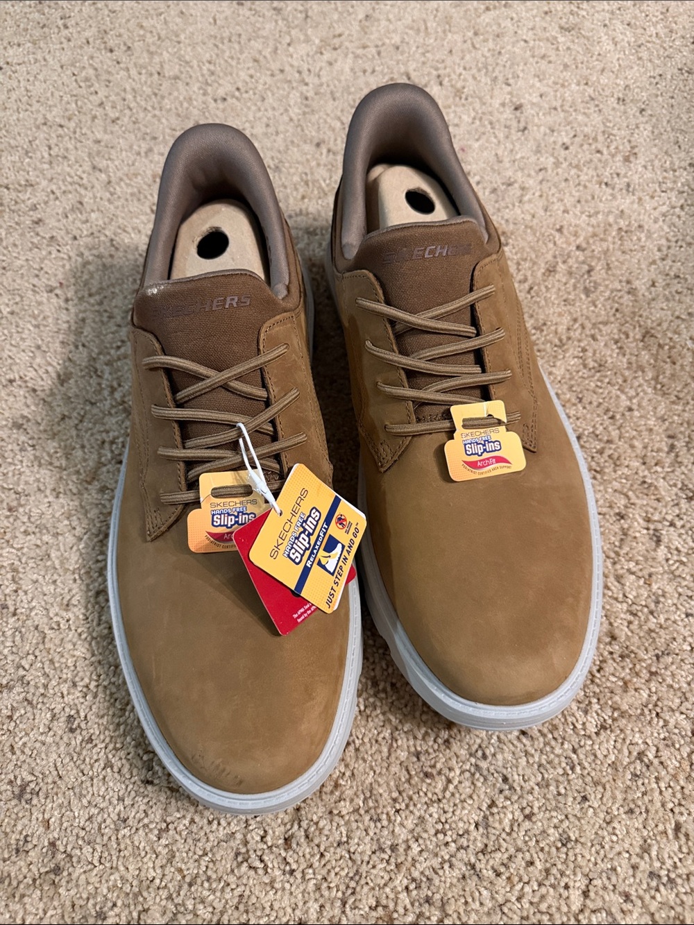 Skechers Men’s Tan Slip-Ins Casual Lace-Up Shoes size 14